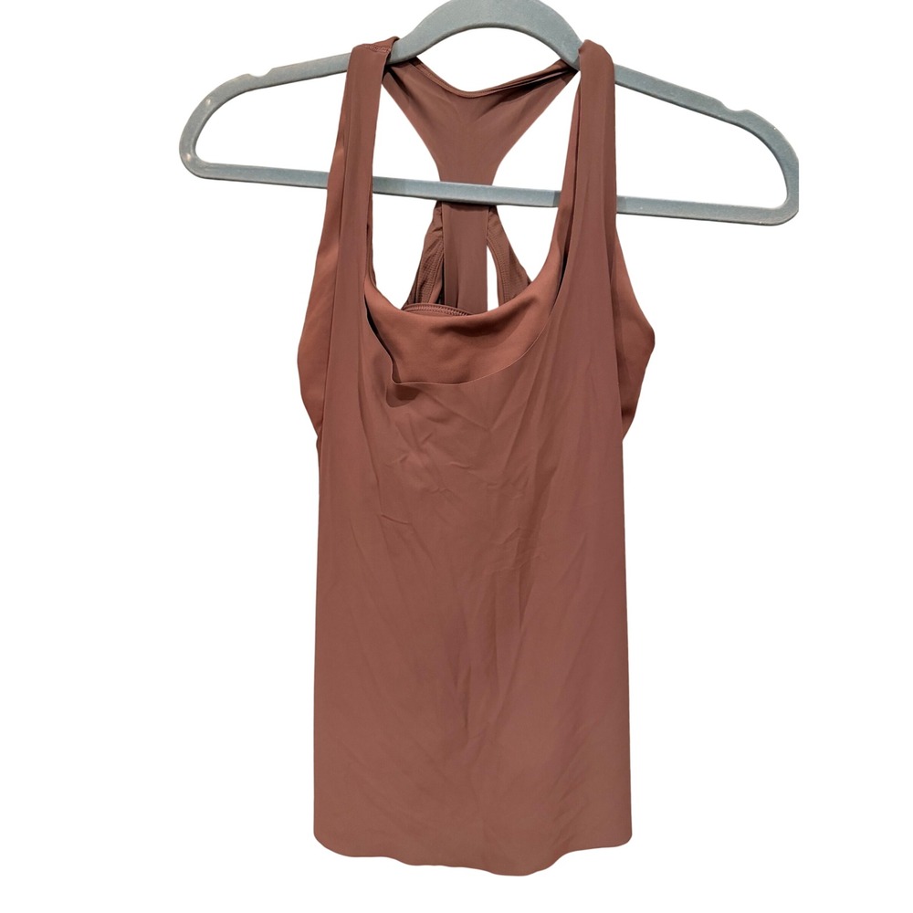 Athleta Tank Top Mauve Brown Racerback Built In Bra Medium